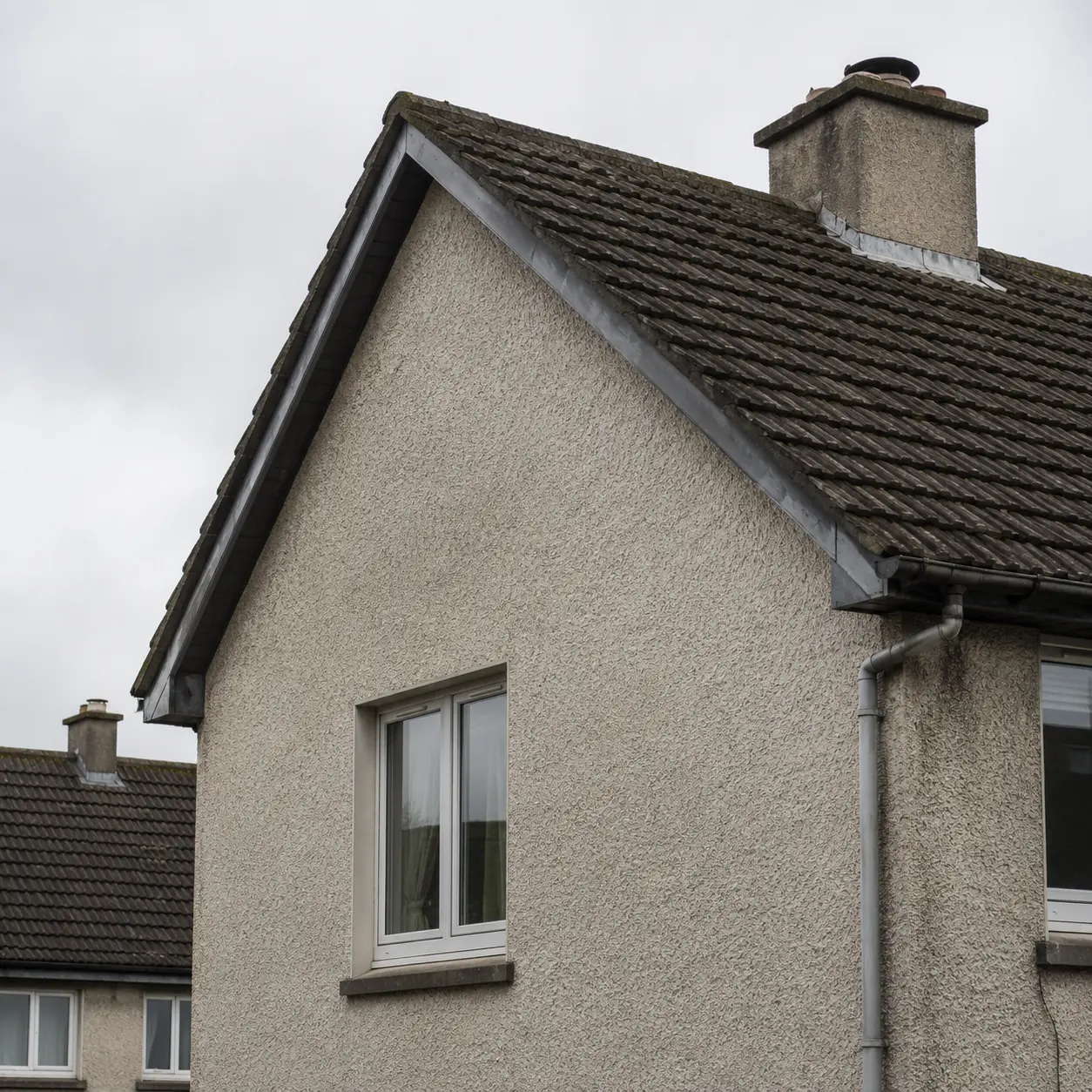 A gable end on an older Dublin corporation house with clay tile