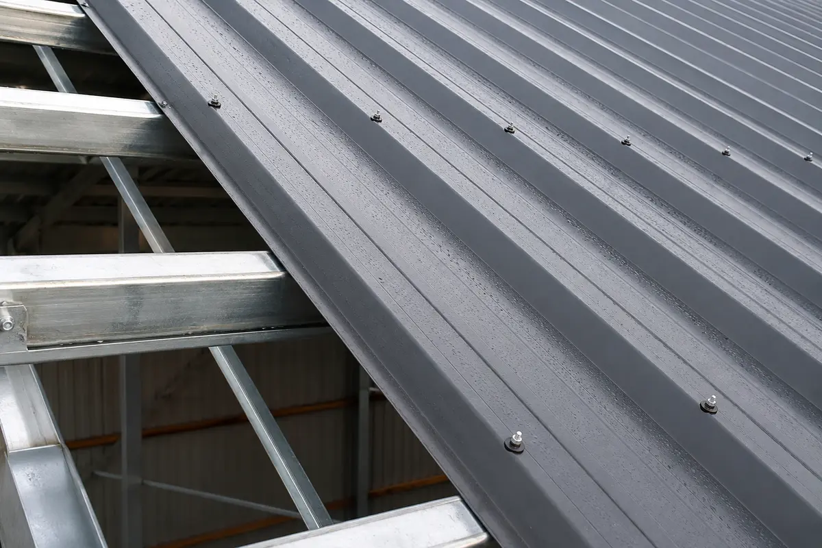 Corrugated roof sheeting on a garden outbuilding