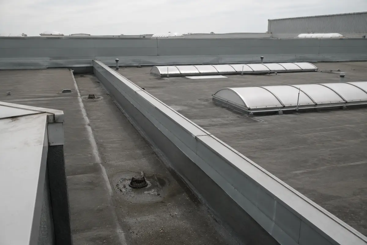 Commercial flat roof with rooflights in Dublin