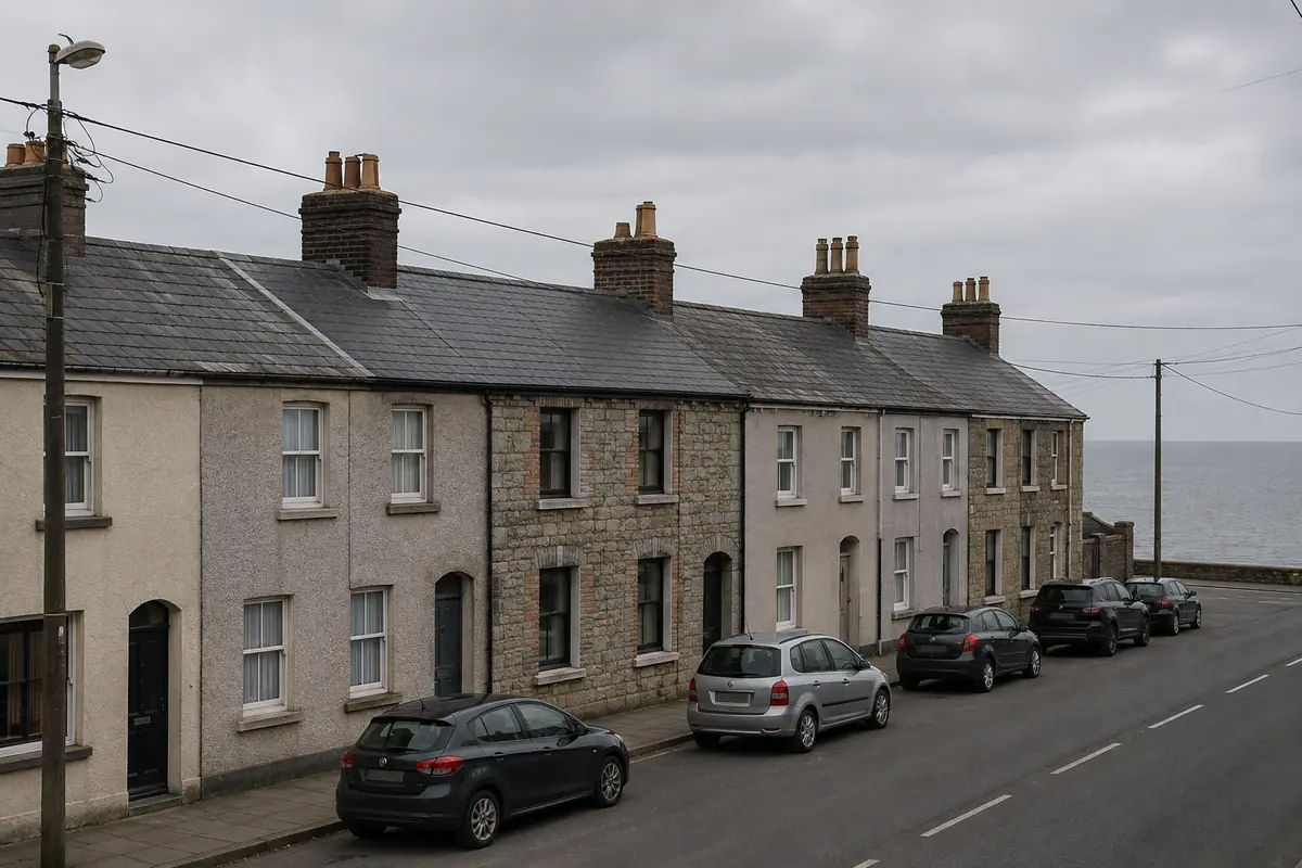 A seafront period terrace with slate roofs facing the bay in Blackrock
