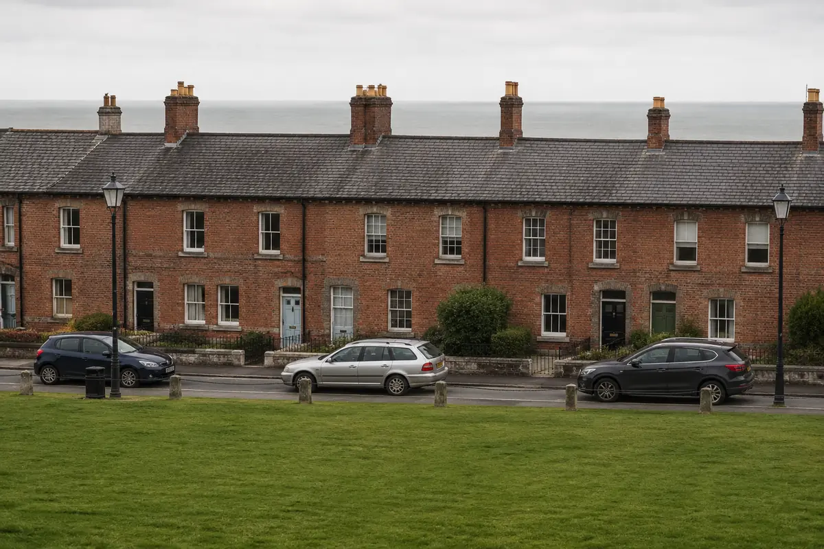 Period terrace homes fronting the village green in Sandymount, Dublin