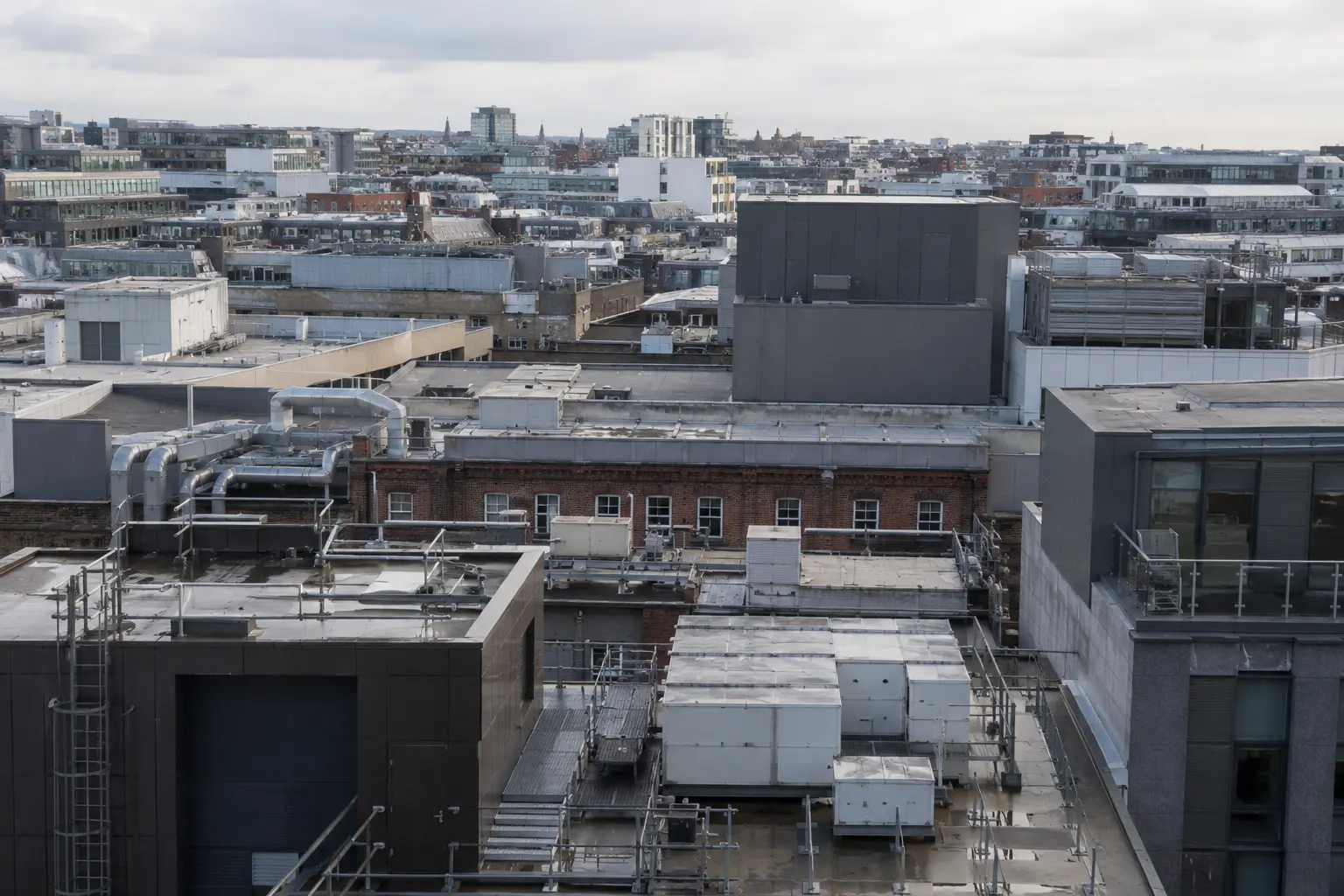 City-centre commercial rooftops