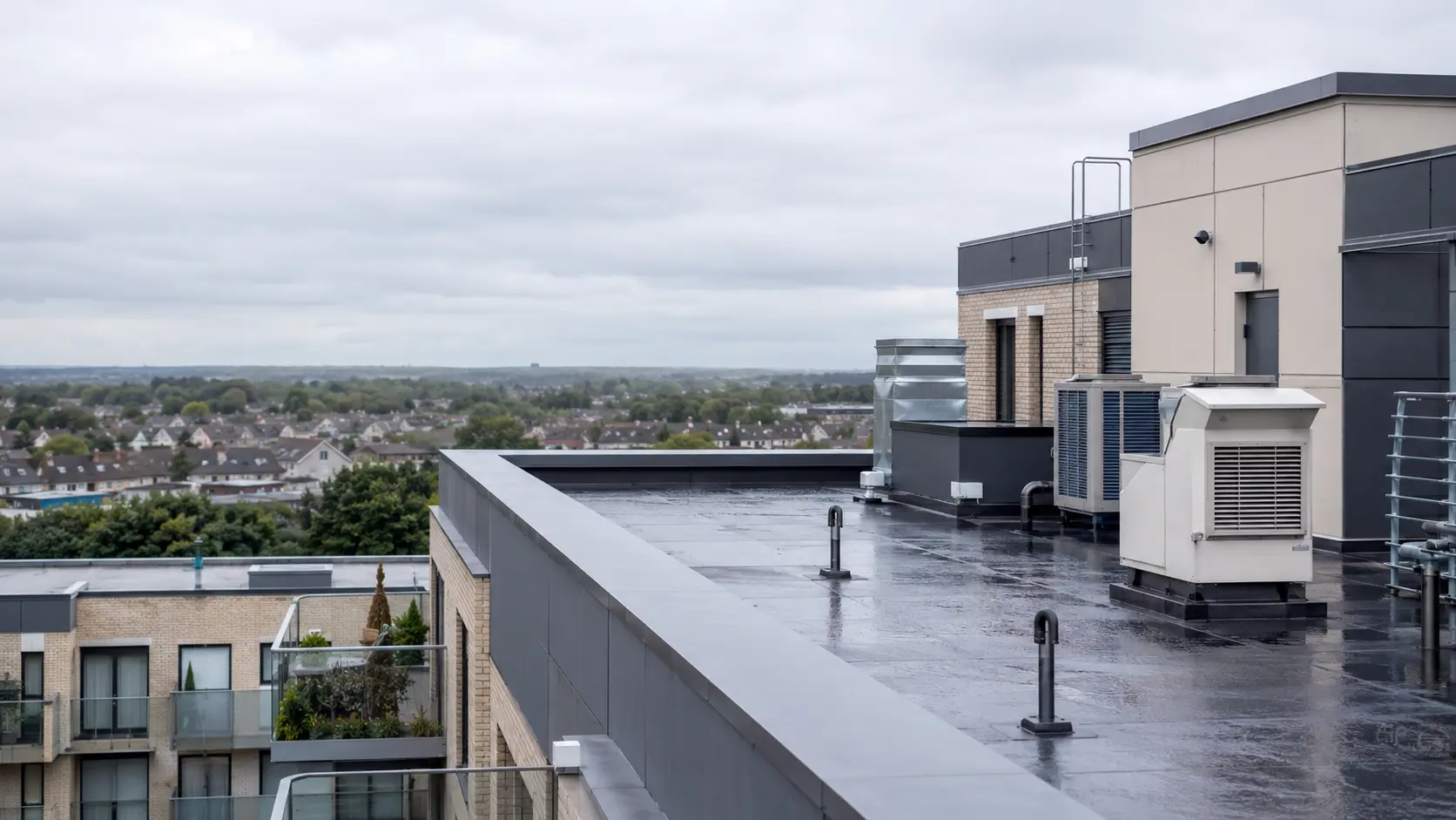 Apartment block roof in Dublin