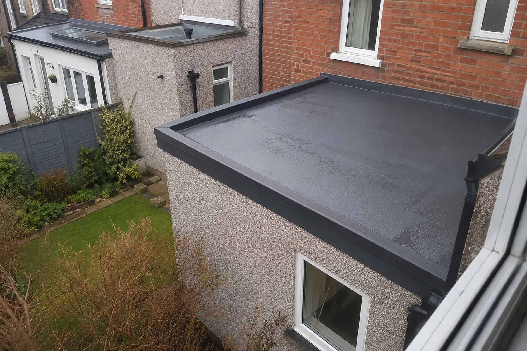 A finished flat roof over an extension on a Dublin home