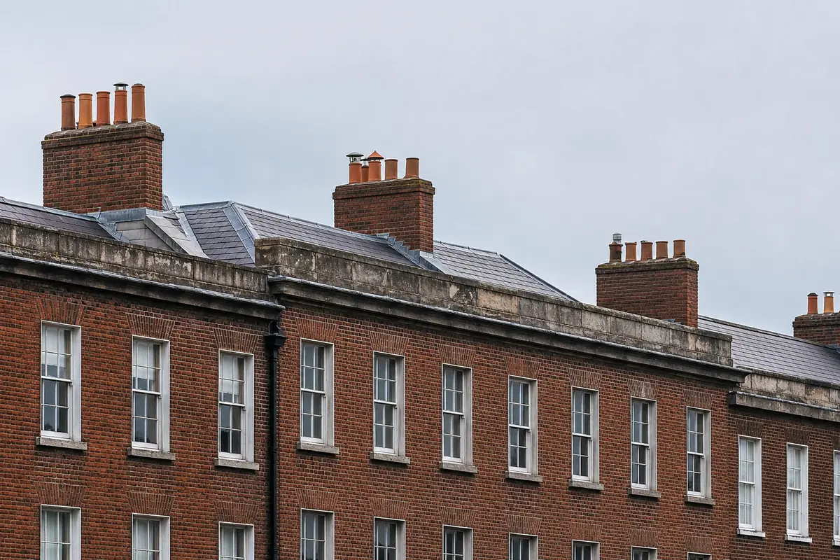 Parapet and slate roof detail on a Georgian townhouse in Dublin