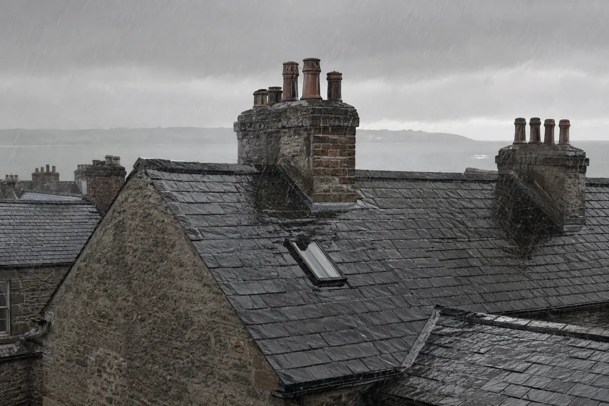 Victorian slate roofs on granite period homes in Dalkey, Dublin