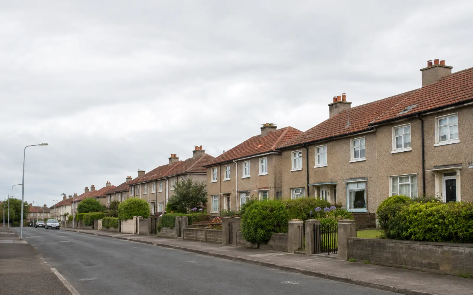 1930s and 1940s corporation houses with clay tile roofs in Donnycarney, Dublin