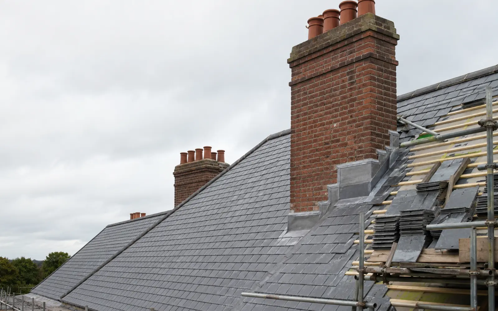 A period slate roof under restoration on a Dublin home
