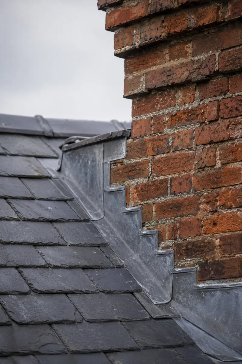 New lead flashing dressed on a period roof in Donnybrook