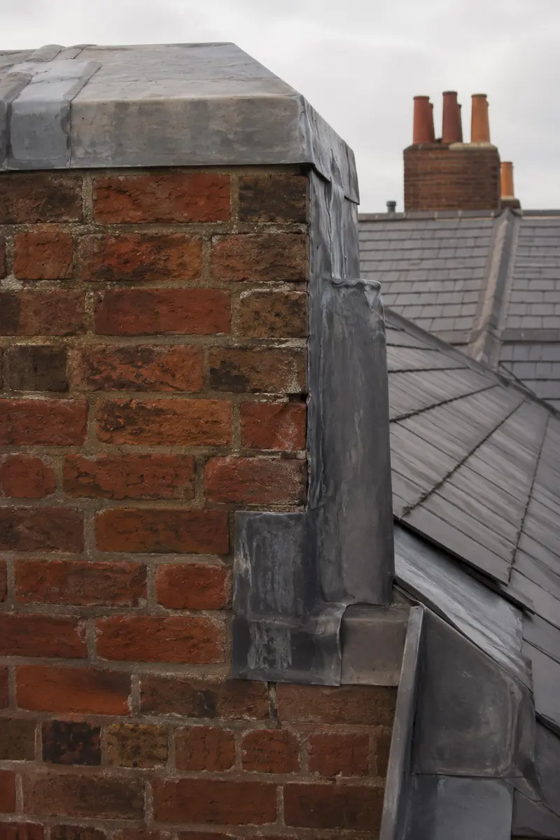 Lead-lined parapet gutter on a grand Victorian roof in Ballsbridge