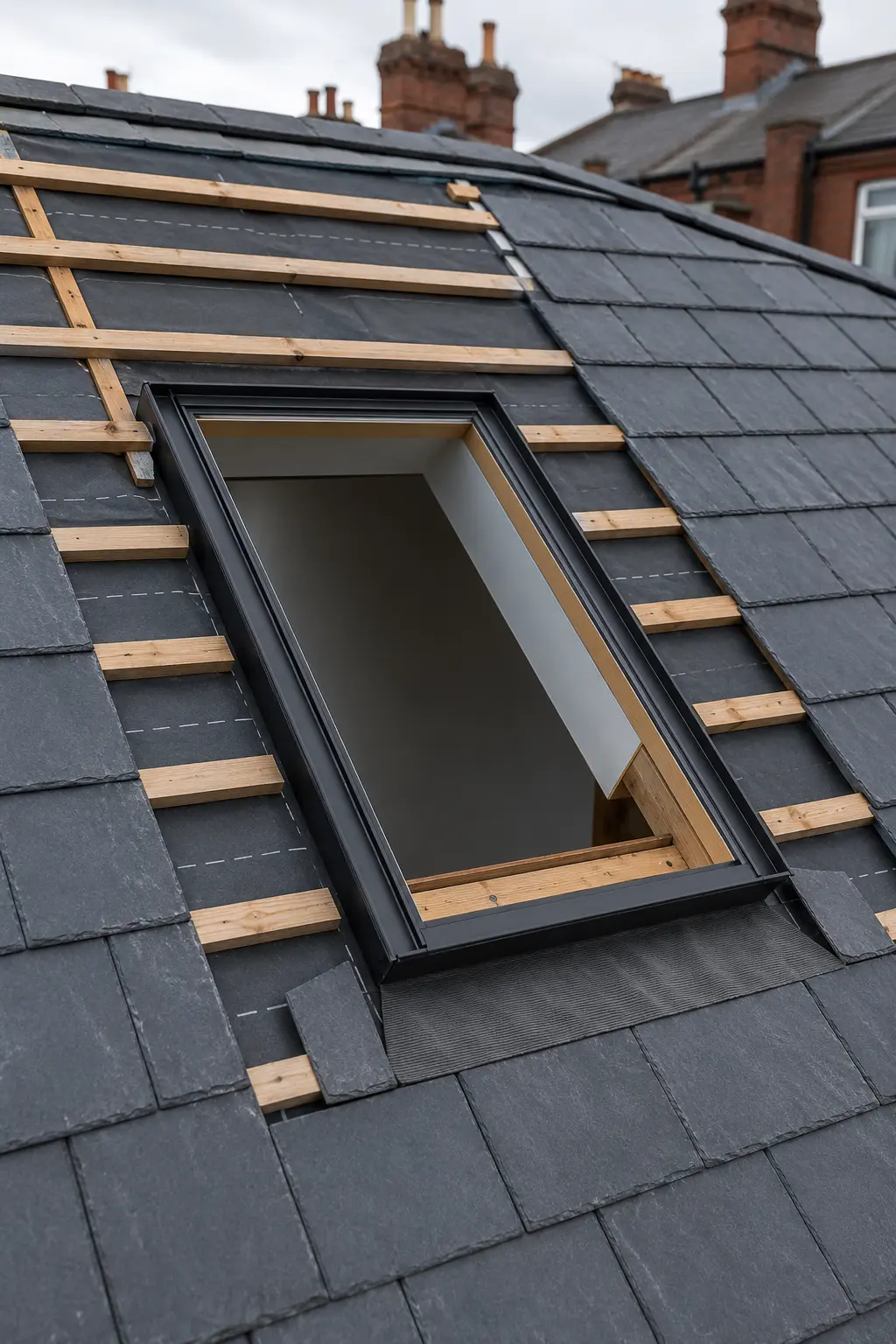 A roofer carrying out emergency repairs in Dublin