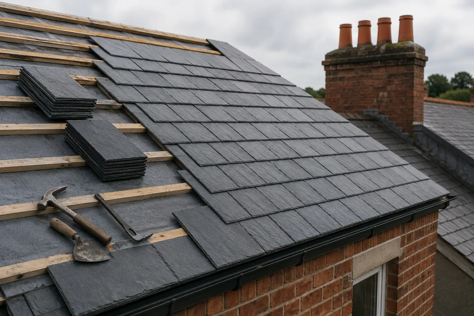 A Dublin roofer carrying out a roof repair