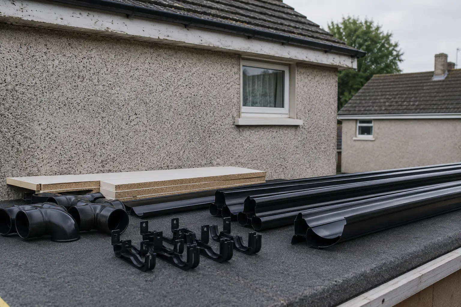A roofer working on a Dublin roof in poor weather