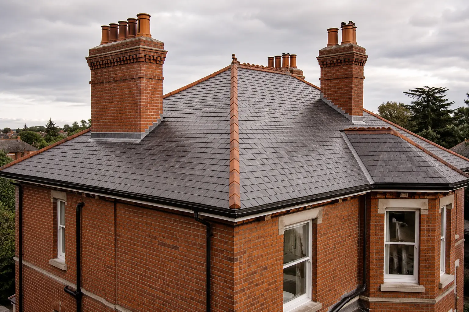 A hipped natural-slate roof on a Victorian villa in Rathgar, Dublin