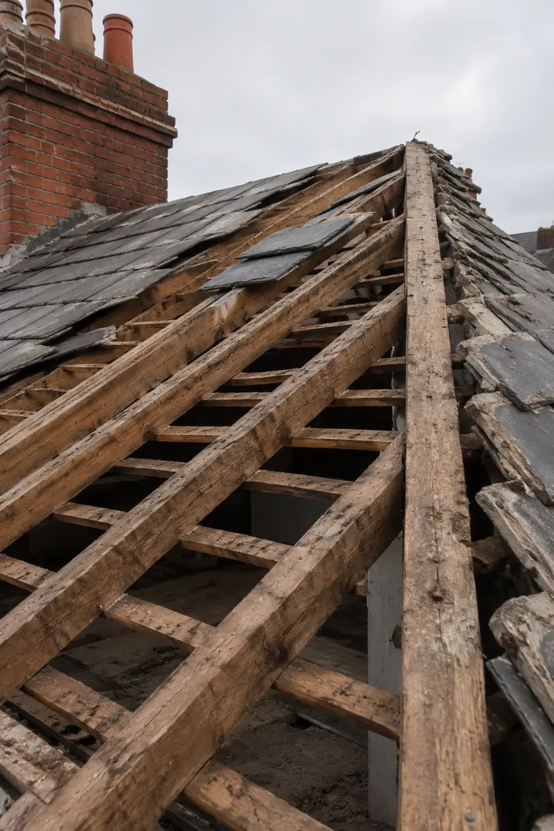 Exposed period roof timbers during a Dublin re-roof