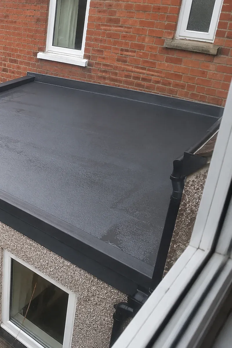 A finished flat roof over a rear extension on a Dublin home