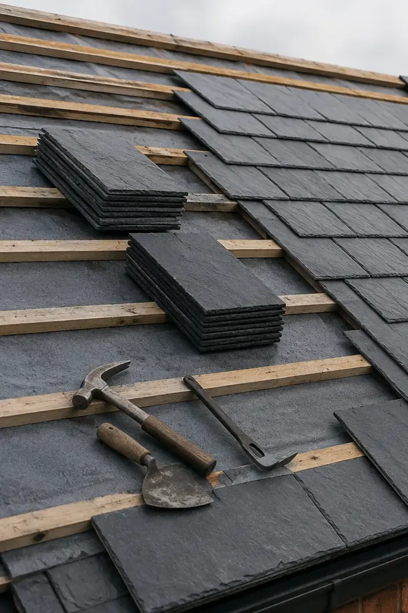 A Dublin roofer carrying out a roof repair