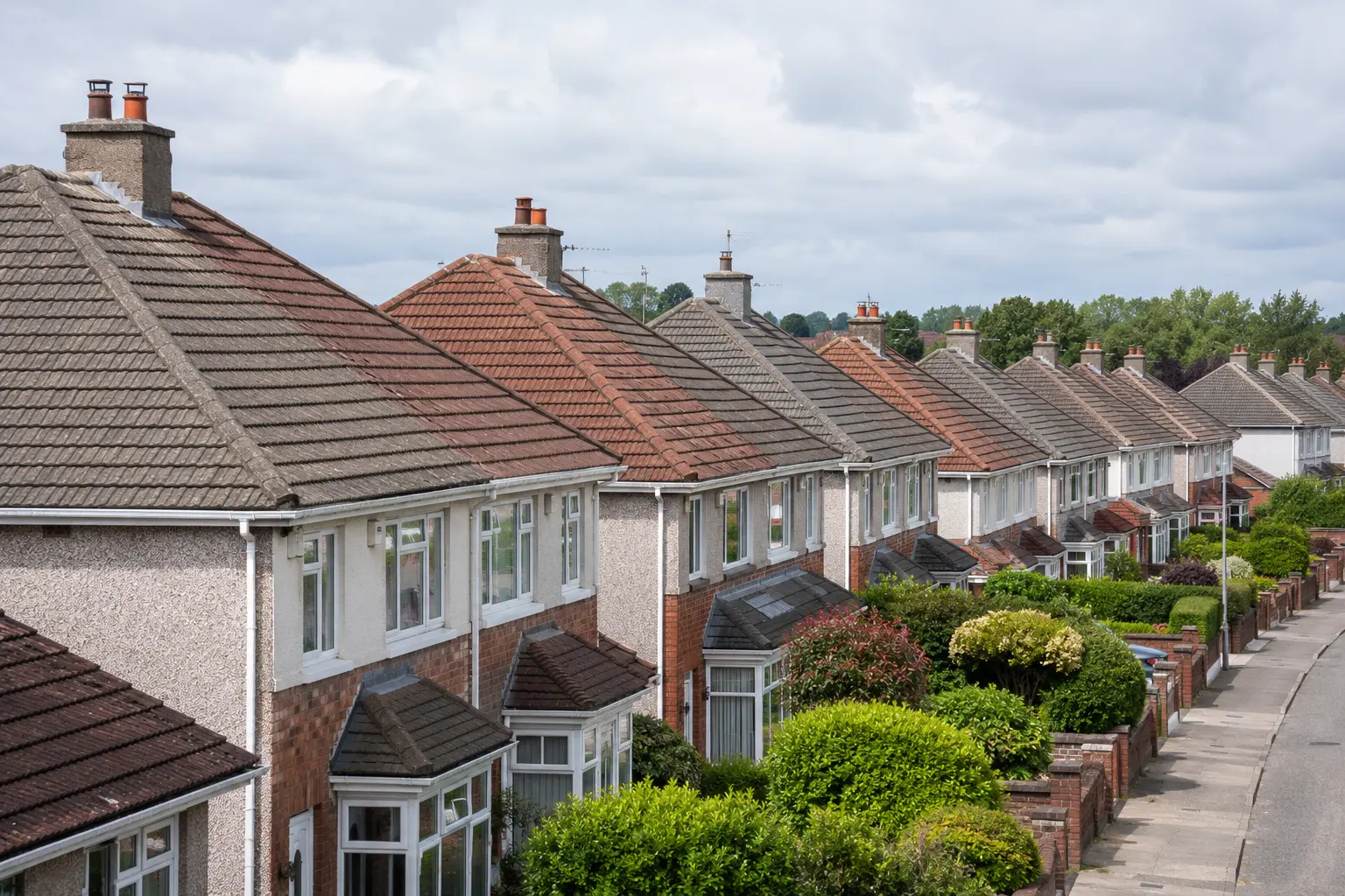 A run of suburban Dublin semis built to the same pattern