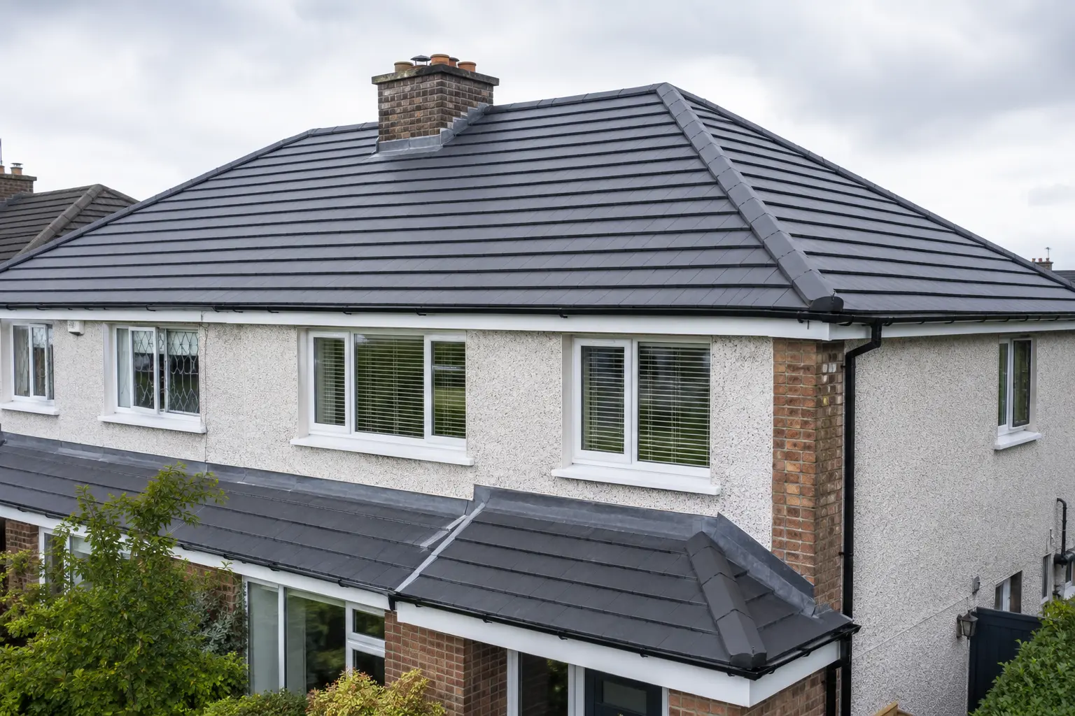 A completed new roof on a Dublin semi-detached home