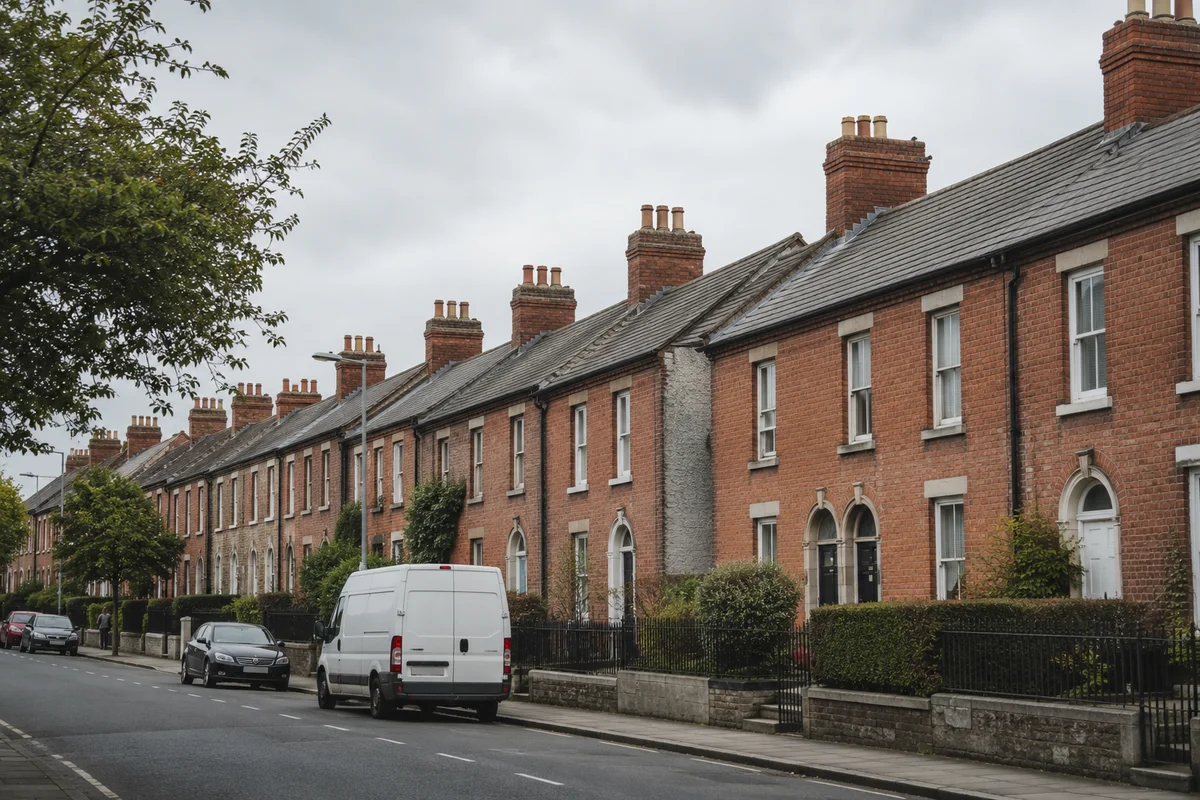 Our van on a Victorian terraced street in Portobello, Dublin